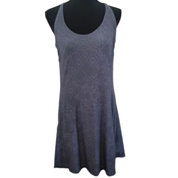 Prana Dresses & Skirts - Prana Gray Dress Sz Medium Athletic Gorp Granola Shelf‎ Bra Racerback Round Neck